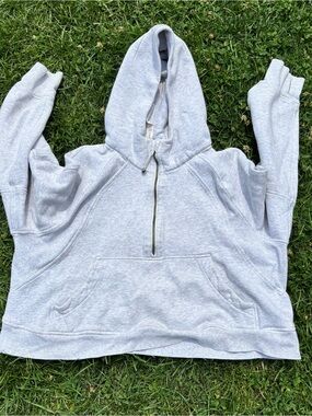 Lululemon Athletica Light Gray Half-Zip Hooded Sweatshirt